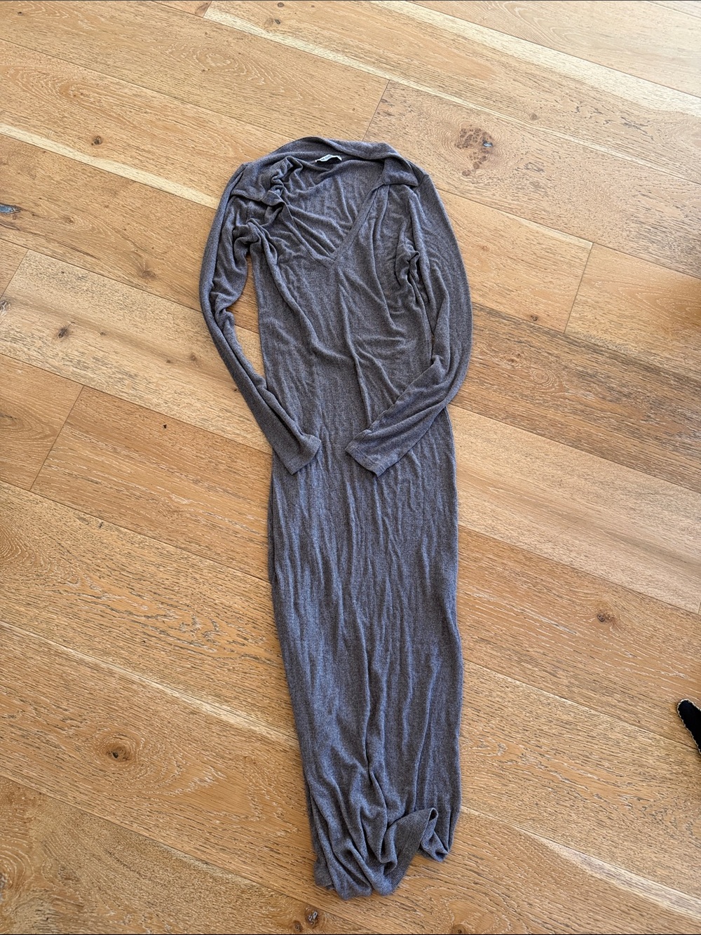 LNA Long Sleeve V-Neck Maxi Dress in Heather Gray